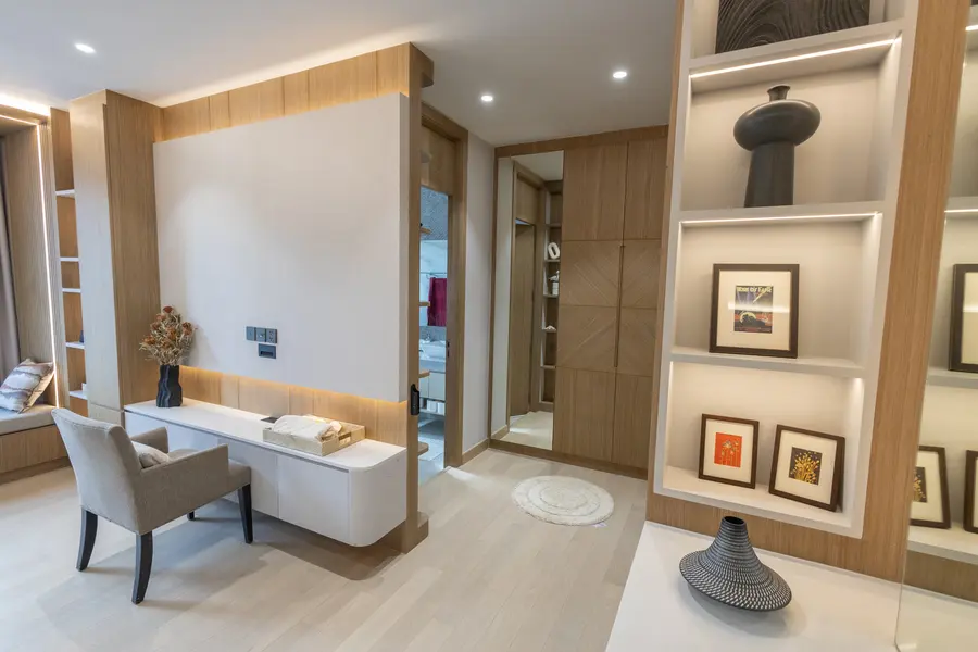 Bedroom built-ins and desk area