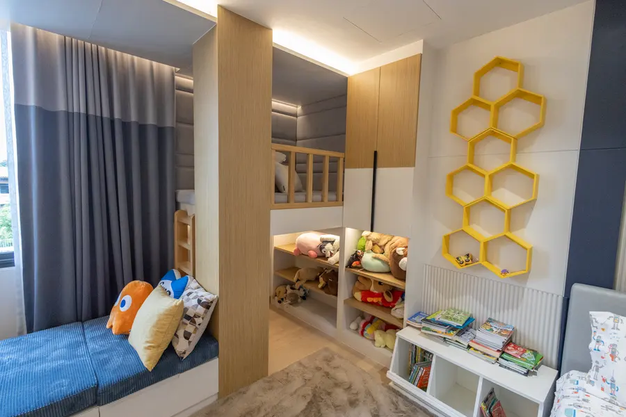 Bedroom reading nook and custom storage