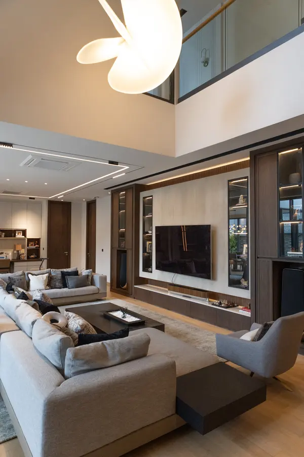 Double-height family living room detail